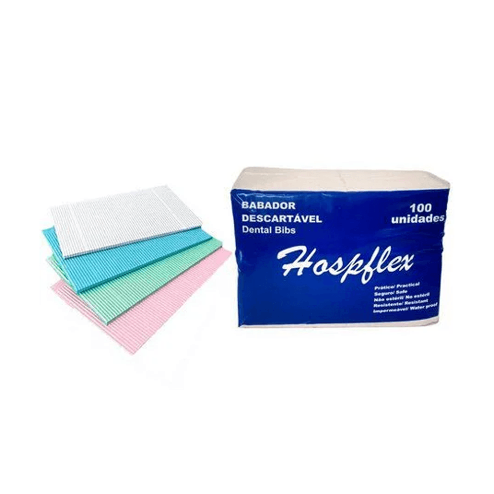 Babador Descartável 33cm X 47cm com 100 unidades - Hospflex