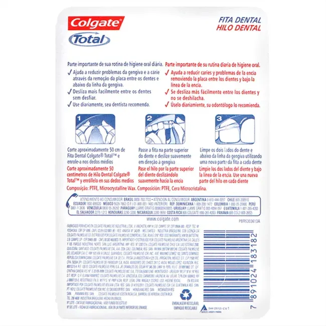 Fita Dental Total Encerada Com 25m  Colgate
