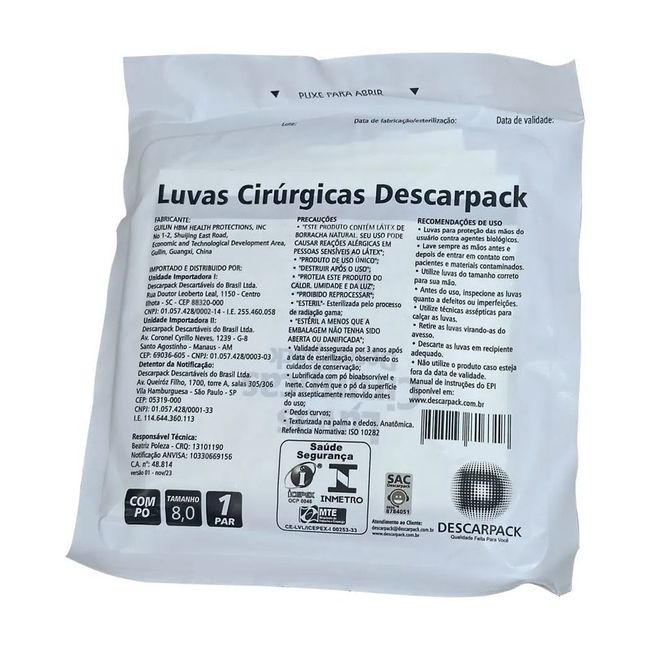 Luva Cirúrgica Estéril - Descarpack N° 6.5