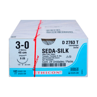 Fio de Sutura Seda Preta Trancada 22mm Ethicon