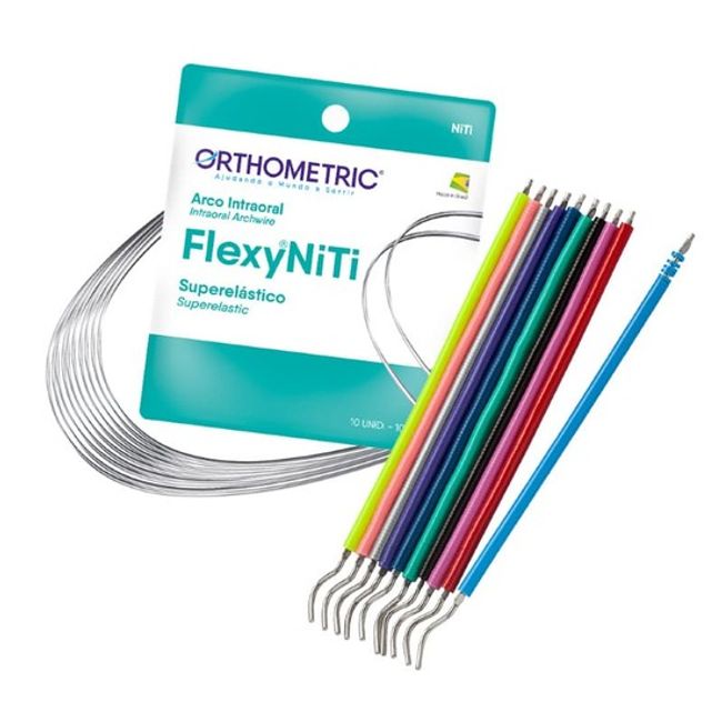 Kit Promocional Braquete Metalico Advanced Roth 022 10 Casos  Arcos  Elasticos  Orthometric