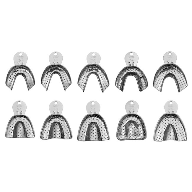 Kit Moldeira Inox Perfurada 10 Pecas Adulto Dentado  Tecnodent