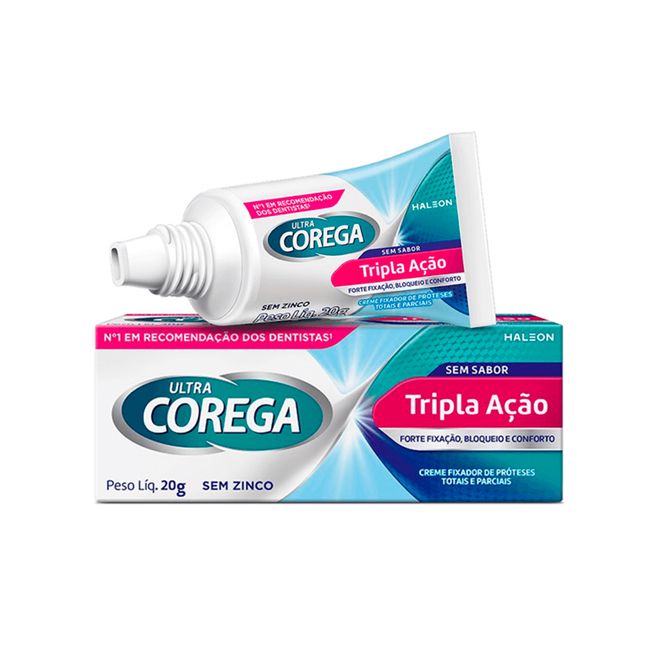 Creme Fixador de Dentadura Ultra Corega Tripla Acao 20g  Corega
