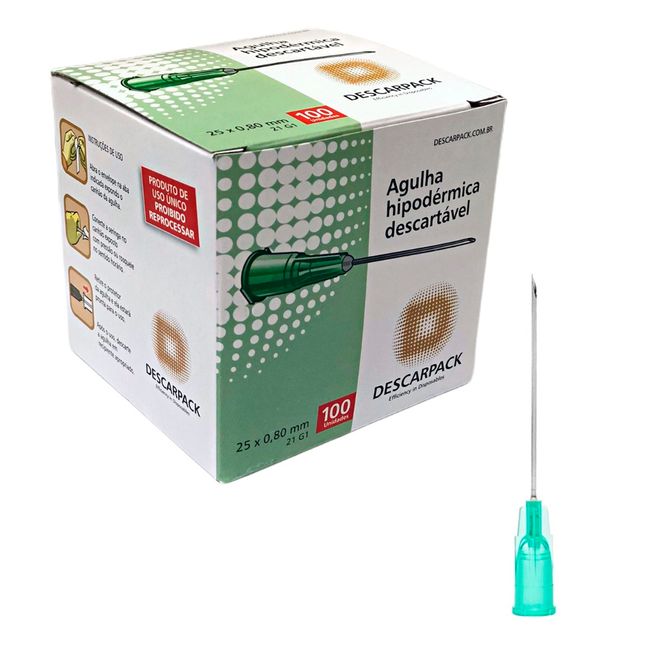 170630027-1-Agulha-Hipodermica-25x0-80mm-21g-Com-100-Descarpack