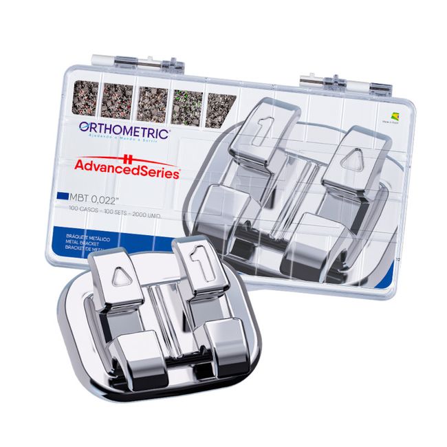 Kit Bráquetes Advanced Series MBT 022 com 100 Casos - Orthometric