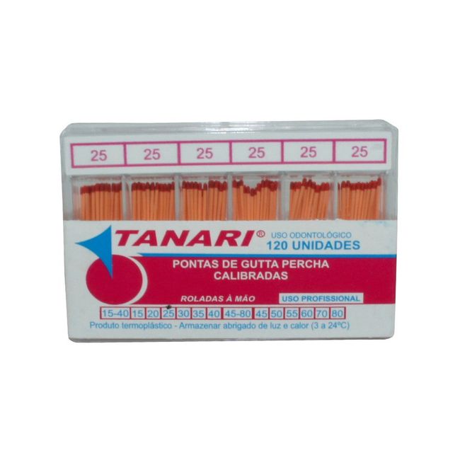 Cone de Guta Percha Calibrada Caixa Cristal - Tanari Nº 25